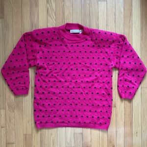 Venezia Pink Polka Dot 90s Retro Artsy Sweater Size 14/16 Textured